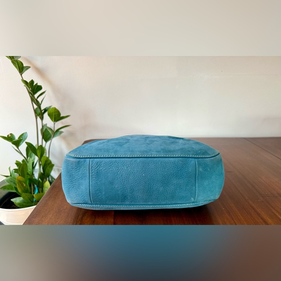 Vintage Coach Nubuc Chelsea Large Hobo in Teal and Compact Wallet - Picture 4 of 14